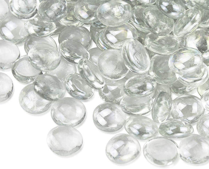 10 Pounds 1/2 Inch Ultra White Round Safe Fire Pit Glass Beads Glass Rocks for Natural or Propane Fireplace for Outdoors and Indoors Firepit