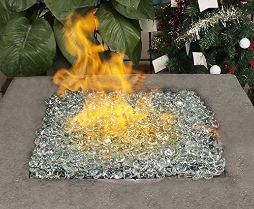 10 Pounds 1/2 Inch Ultra White Round Safe Fire Pit Glass Beads Glass Rocks for Natural or Propane Fireplace for Outdoors and Indoors Firepit