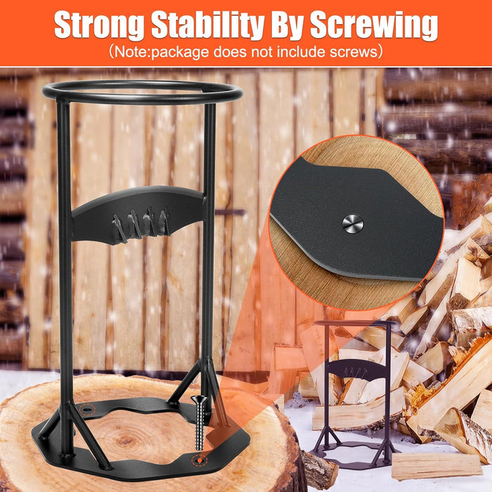 10.2" Dia Carbon Steel Kindling Splitter with Firewood Tote Bag, Manual Firewood Splitter with Firm Welding, Heavy Duty Log Splitting Tool