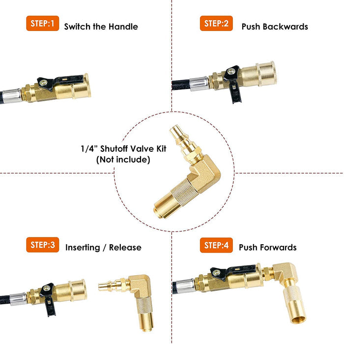 Quick-Connect RV Propane 12 Ft Hose with 90 Degree Elbow Adapter Fitting for Blackstone 17"/22" Griddle or RV Trailer, Camper Gas Grill Conversion 1/4" Quick Connect and Shutoff Valve Kit