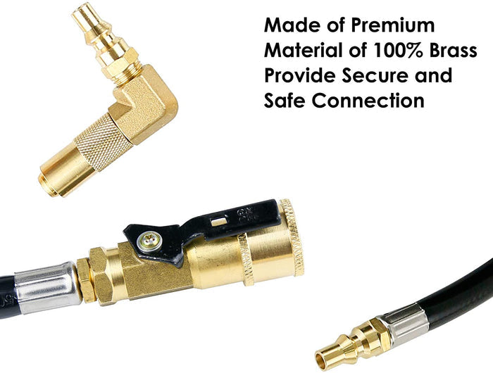 Quick-Connect RV Propane 12 Ft Hose with 90 Degree Elbow Adapter Fitting for Blackstone 17"/22" Griddle or RV Trailer, Camper Gas Grill Conversion 1/4" Quick Connect and Shutoff Valve Kit