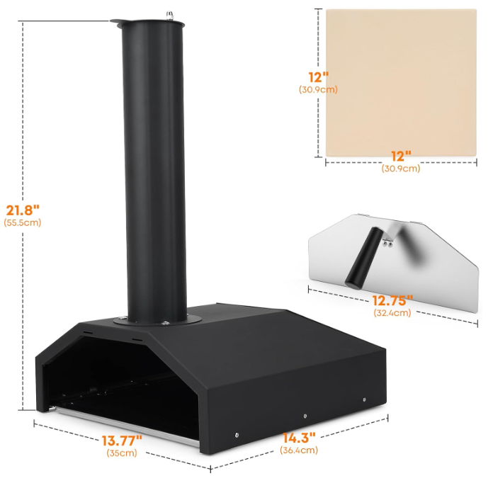14 Inch Pizza Oven Box Fits Wood Burning Stove, Rocket Stove and Grill Top Pizza Maker with Pizza Stone