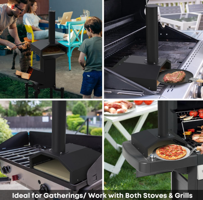14 Inch Pizza Oven Box Fits Wood Burning Stove, Rocket Stove and Grill Top Pizza Maker with Pizza Stone