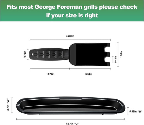 14.5" Drip Tray Pan Grease Catcher for George Foreman Grills, Kit with Spatula Scrapers