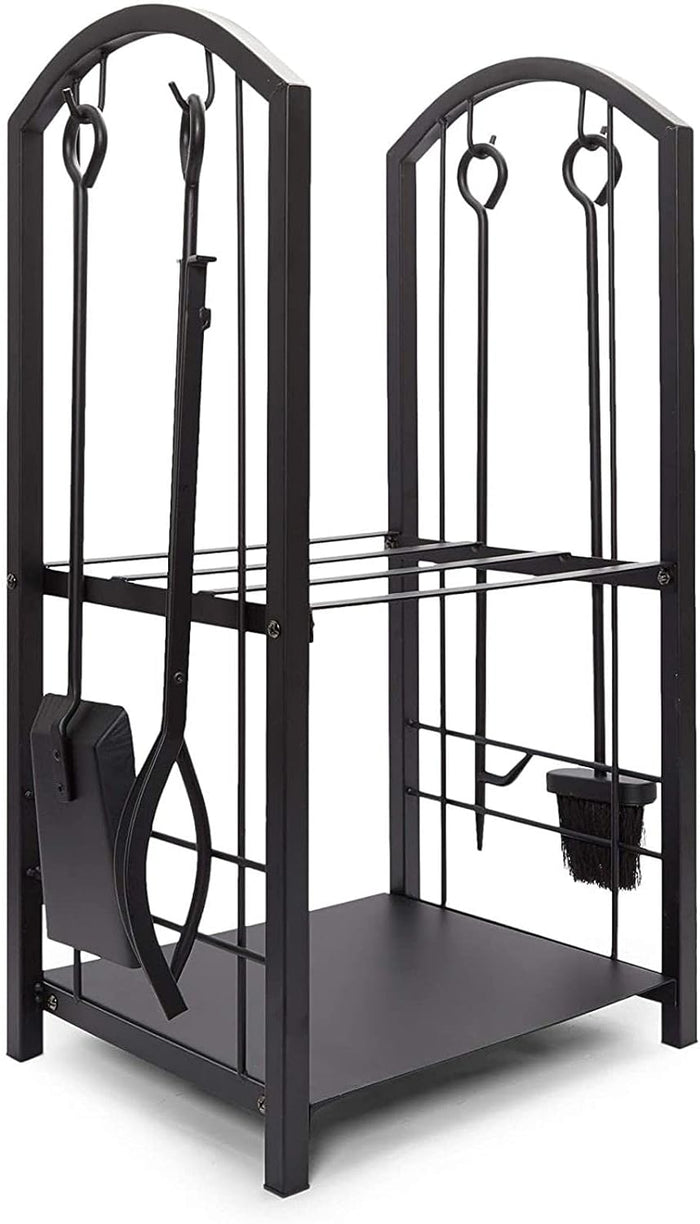 15 x 29 x 13 In Firewood Rack with Fireplace Tools, Log Holder for Indoor Outdoor Fire Pit Accessories