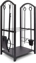 15 x 29 x 13 In Firewood Rack with Fireplace Tools, Log Holder for Indoor Outdoor Fire Pit Accessories