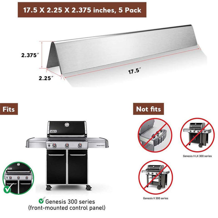 17.5'' SUS 304 Stainless Steel Flavorizer Bars 7620 for Weber Front Knobs Genesis E310, E320, E330, S310, S330, EP310, CEP310, EP320, CEP320, EP320, CEP330 Grills