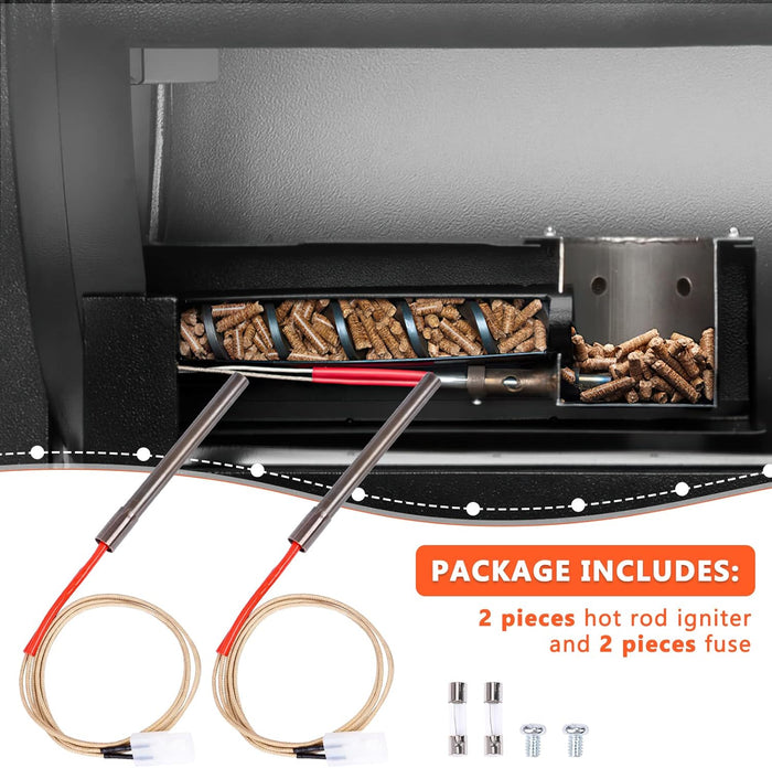 2 Pack Pit Boss Hot Rod Heating Element Ignitor Kit Wood Pellet BBQ Grill Replacement Parts