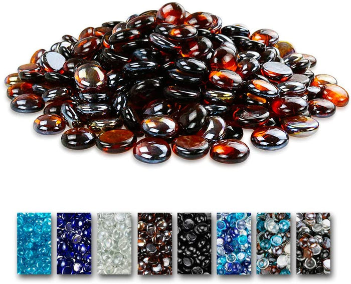 20 LBS 1/2'' Amber Luster Fire Beads Glass Reflective Tempered Fire Rocks Beads for Fire Pits, Fireplace and Fire Bowl