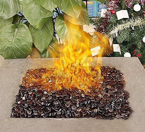20 LBS 1/2'' Amber Luster Fire Beads Glass Reflective Tempered Fire Rocks Beads for Fire Pits, Fireplace and Fire Bowl