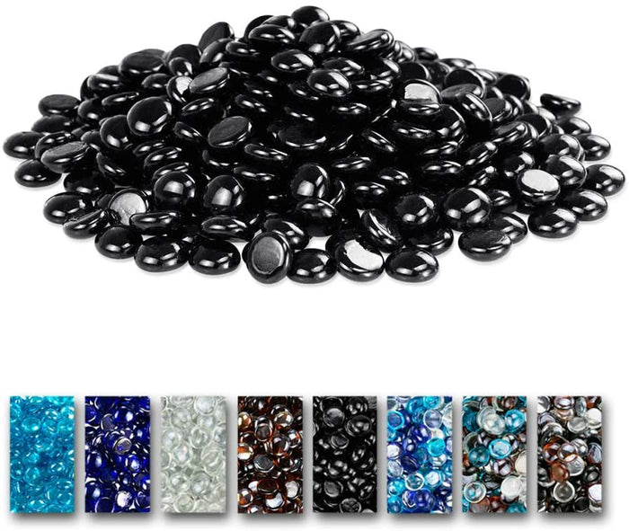 20 LBS 1/2'' Patio Heaters Black Fire Glass Beads Reflective Tempered Fire Rocks Beads for Fire Pits, Fireplace and Fire Bowl