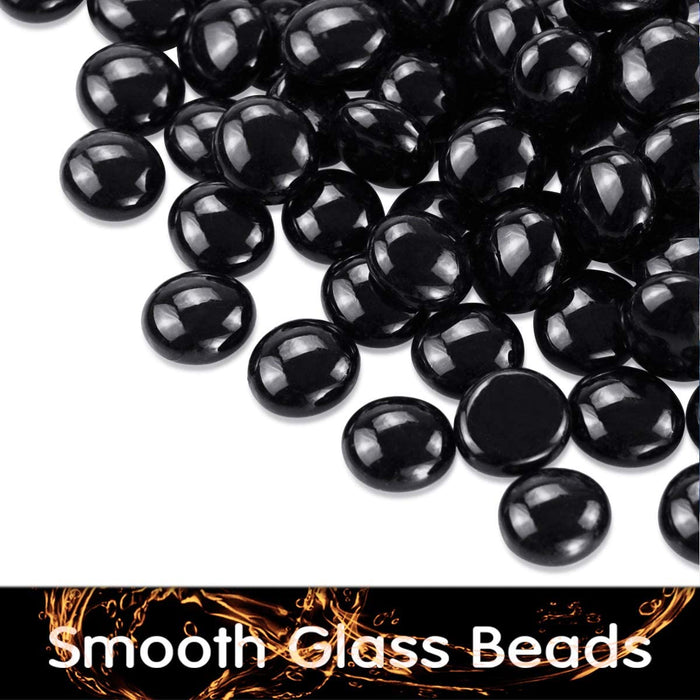 20 LBS 1/2'' Patio Heaters Black Fire Glass Beads Reflective Tempered Fire Rocks Beads for Fire Pits, Fireplace and Fire Bowl