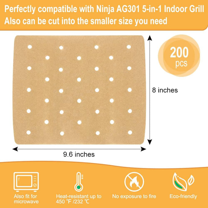 200pcs Disposable Paper Liners for Ninja AG301 Foodi 5-in-1 Indoor Air Fryer Grill