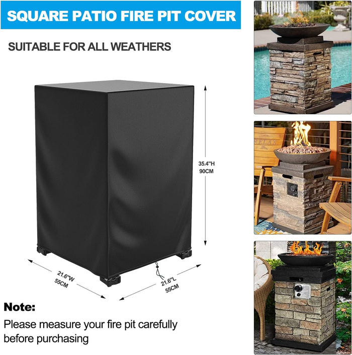 21.6"L x 21.6"W x 35.4"H Square Fire Pit Cover, Patio Fireplace Cover