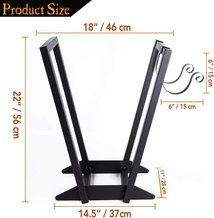 22 Inch Firewood Rack Heavy Duty Log Holder Rack Indoor Outdoor for Fireplace & Fire Pit Wood Storage