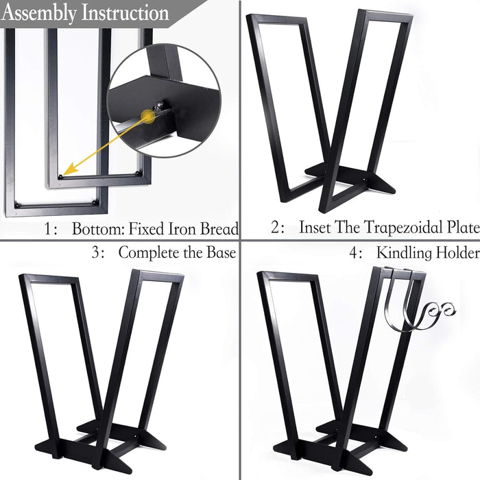 22 Inch Firewood Rack Heavy Duty Log Holder Rack Indoor Outdoor for Fireplace & Fire Pit Wood Storage
