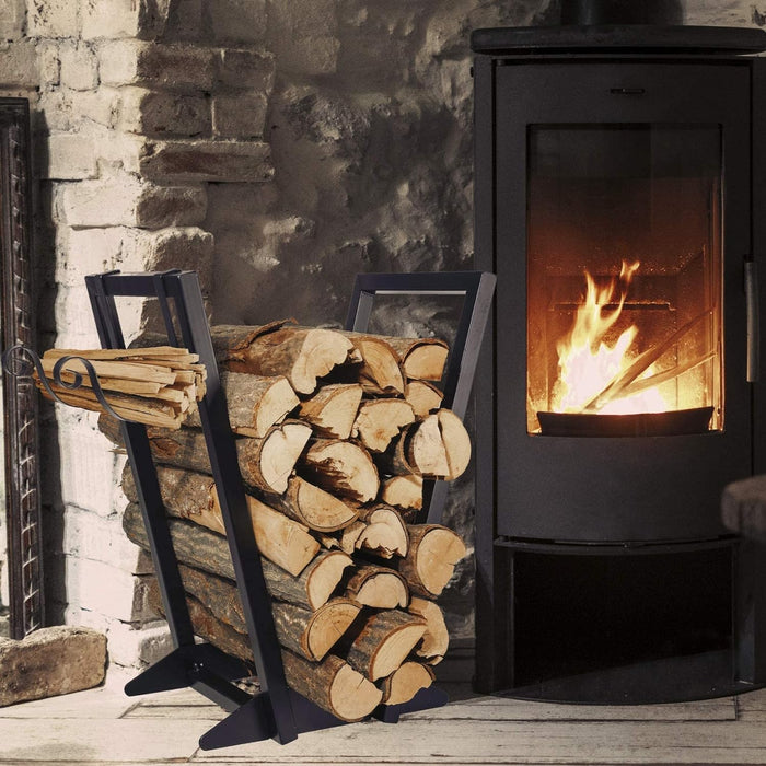 22 Inch Firewood Rack Heavy Duty Log Holder Rack Indoor Outdoor for Fireplace & Fire Pit Wood Storage