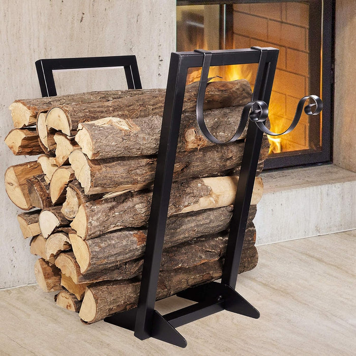 22 Inch Firewood Rack Heavy Duty Log Holder Rack Indoor Outdoor for Fireplace & Fire Pit Wood Storage