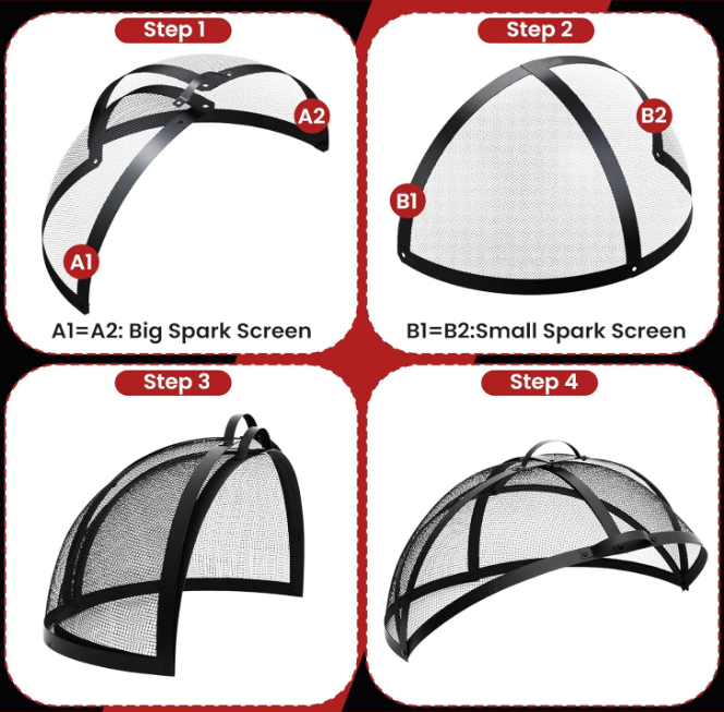 22 Inch Heavy-Duty Fire Pit Spark Screen Cover with Hinged Door