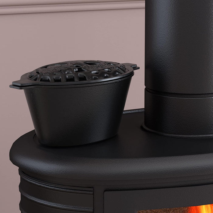 2.3 Quart Capacity Cast Iron Lattice Top Rust Resistant Woodstove Steamer Fireplace Stove Humidifiers