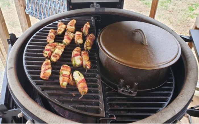 Half Moon Cast Iron Griddle for X Large Big Green Egg (XL) Kamado Grill, Reversible Gridde 24"