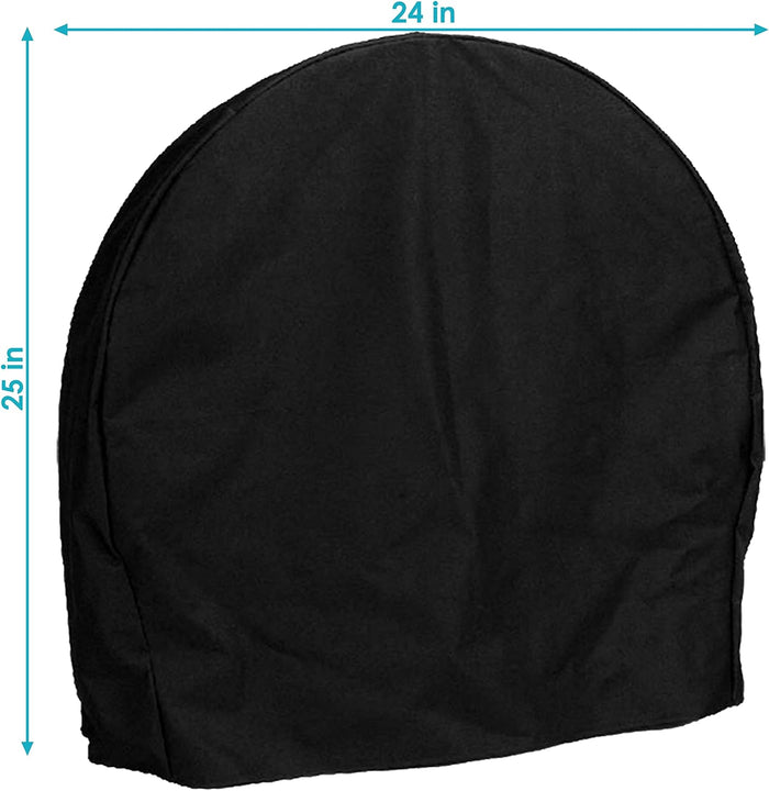 24-Inch Black Firewood Log Hoop Cover Heavy-Duty Outdoor Weather-Resistant Polyester with PVC Backing