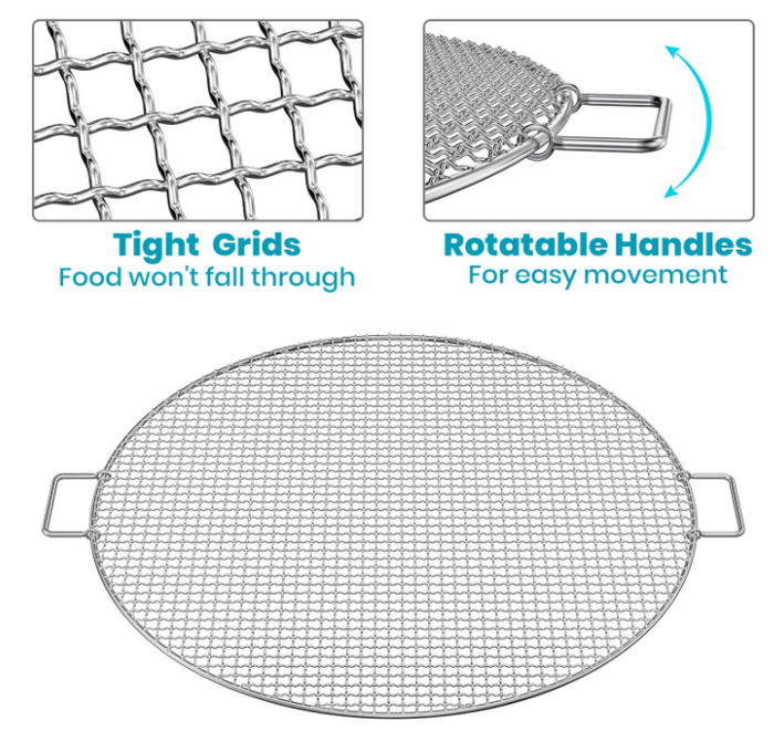 24 Inch Fire Pit Cooking Grill Grate - Outdoor Round BBQ Campfire Grill Grid - Camping Cookware