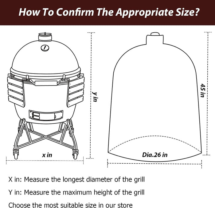 26 Inch Dia Grill Full Cover for Medium Big Green Egg Ceramic Kamado Grill