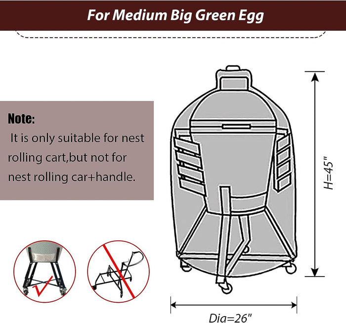 26 Inch Dia Grill Full Cover for Medium Big Green Egg Ceramic Kamado Grill