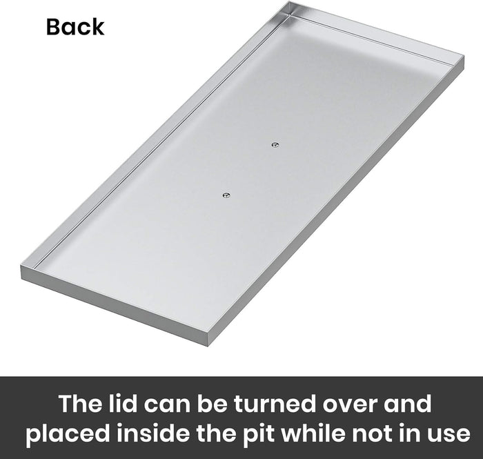 27" x 11" Rectangular Fire Pit Burner Pan Lid Cover Fits 24 x 8 Inch Drop-in Fire Pit Burner Pan