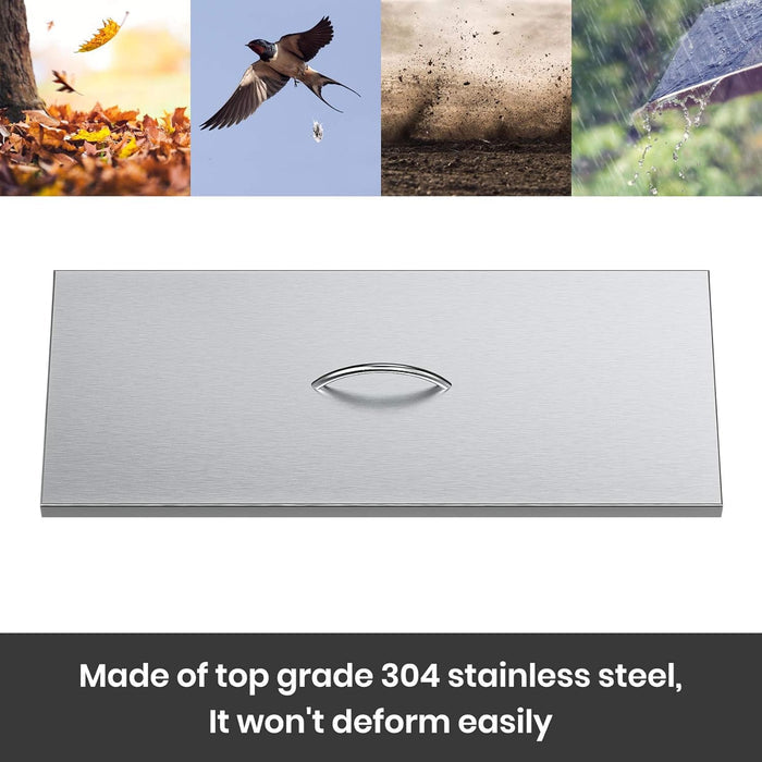 27" x 11" Rectangular Fire Pit Burner Pan Lid Cover Fits 24 x 8 Inch Drop-in Fire Pit Burner Pan