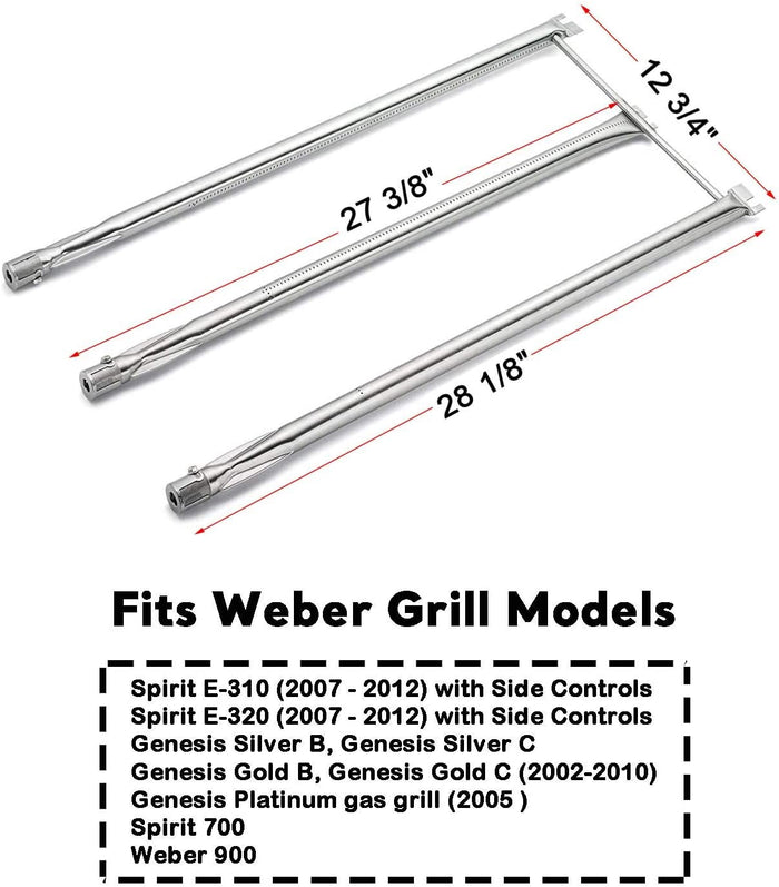 28 1/8" Grill Burner 7508 for Side Knobs Weber Genesis Silver B, Silver C Grills