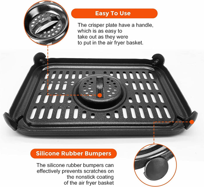 2Pcs 8.1'' Grill Plate Tray Air Fryer Pan Replacement Parts for Ninja Foodi DZ100, DZ201 Air Fryers