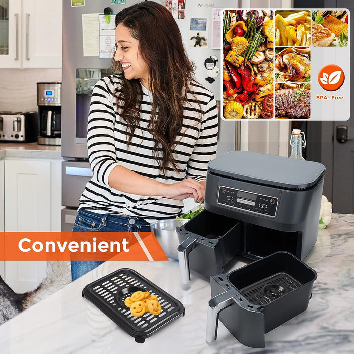 2Pcs 8.1'' Grill Plate Tray Air Fryer Pan Replacement Parts for Ninja Foodi DZ100, DZ201 Air Fryers