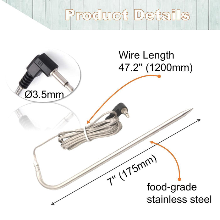 2Pcs Meat Probe Thermometer Fits for Char-Griller 980 Gravity Fed Charcoal Grills