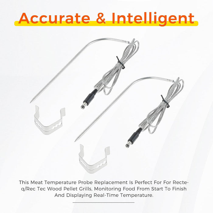 2Pcs Meat Probe Thermometer Fits Rec Tec/RecTeq Wood Pellet Grill and Smokers