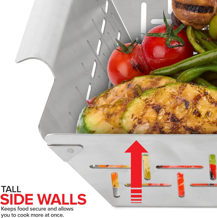 3 PCS Stainless Steel Grilling Basket for Grilled Vegetables, Shrimp and Grilled Stir-fry, 1 Large & 2 Small