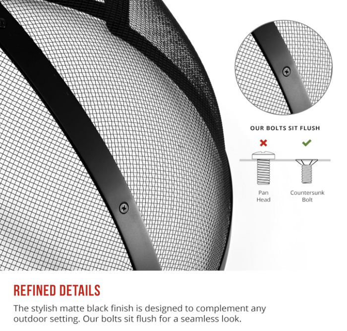 30 Inch Fire Pit Spark Screen Round Mesh Guard, Hinged to Open and Close for Easy Access