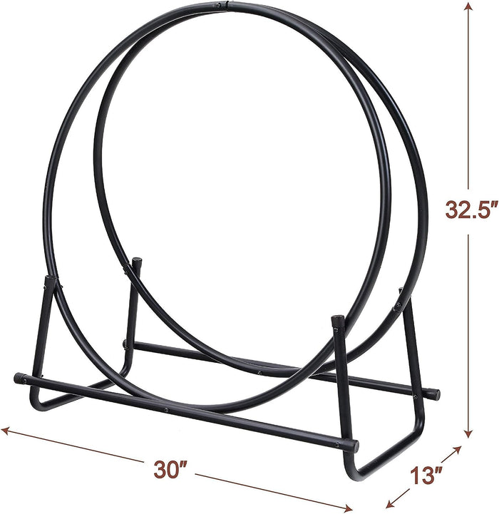 30 Inch Log Hoop Firewood Rack Curved Fireplace & Fire Pit Wood Storage Holder Wood Stove Accessories