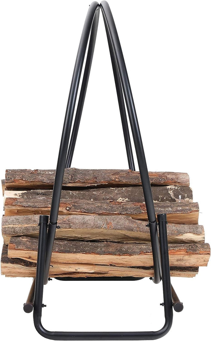 30 Inch Log Hoop Firewood Rack Curved Fireplace & Fire Pit Wood Storage Holder Wood Stove Accessories