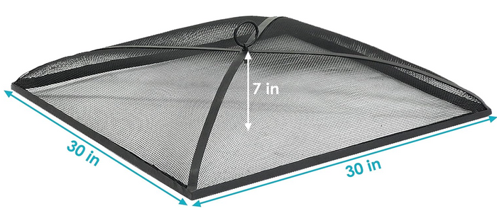 30 Inch Square Heavy-Duty Black Steel Mesh Fire Pit Spark Screen Cover