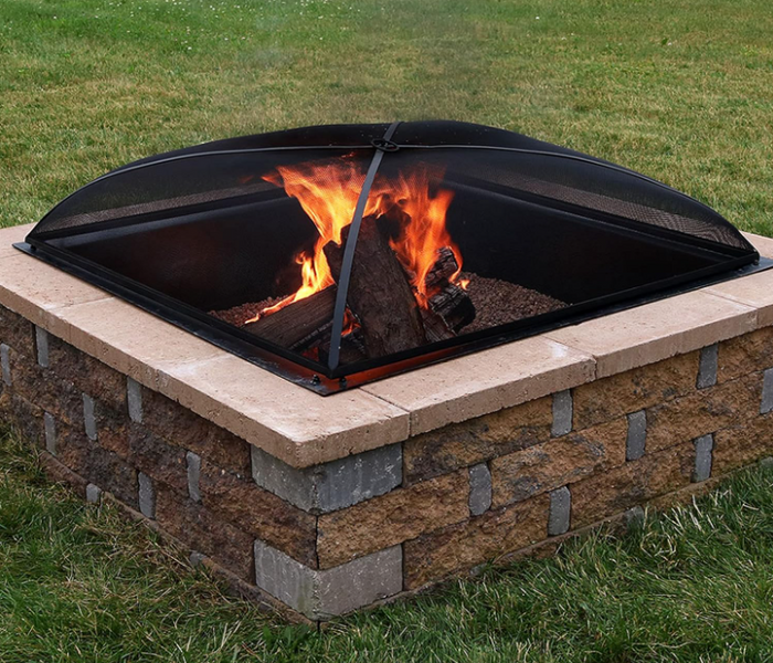 30 Inch Square Heavy-Duty Black Steel Mesh Fire Pit Spark Screen Cover