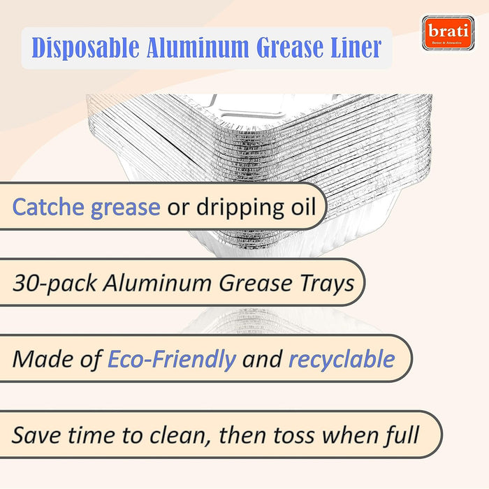 30 Pcs Disposable Aluminum Liner Grease Drip Trays Pan Kit fits for Napoleon 285, 240 Gas Grills