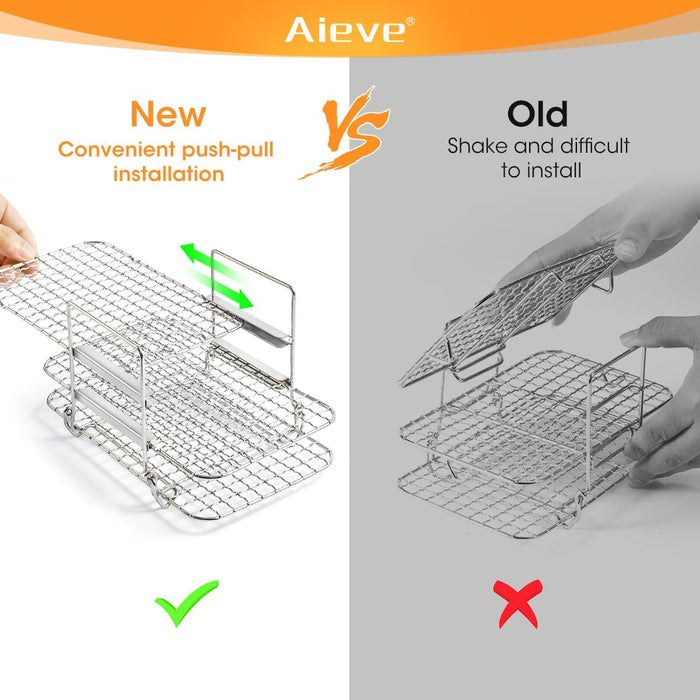 304 Stainless Steel Multi-Layer Dehydrator Toast Rack fits for Ninja Foodi DZ201 Dual Air Fryers