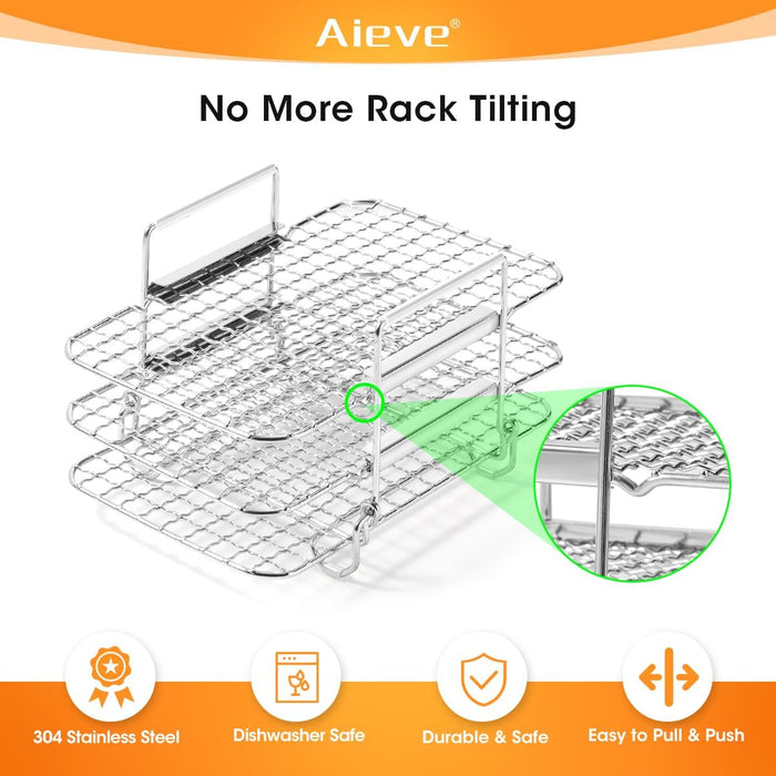 304 Stainless Steel Multi-Layer Dehydrator Toast Rack fits for Ninja Foodi DZ201 Dual Air Fryers