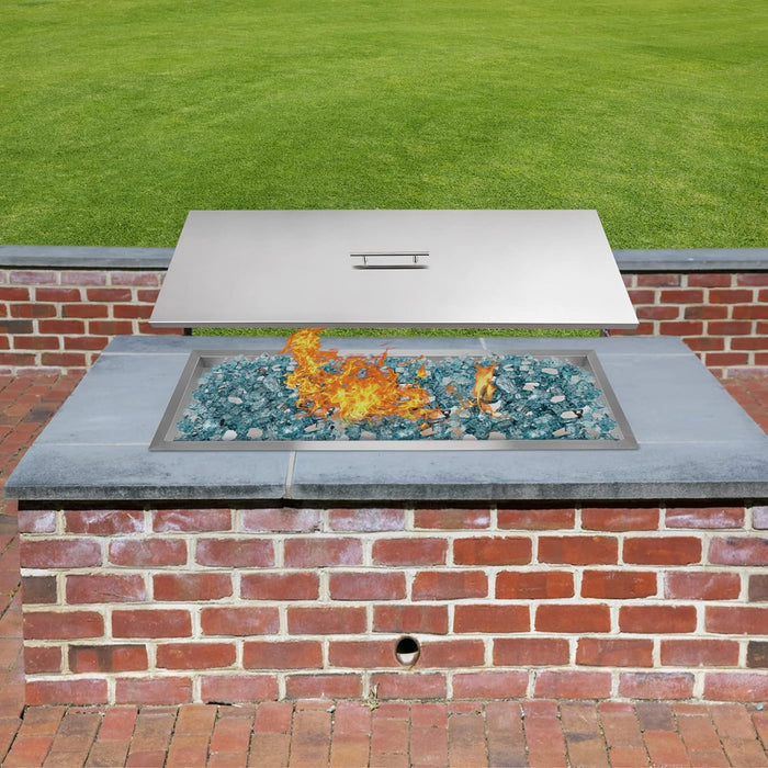 33" x 13" Rectangular Fire Pit Burner Pan Lid Cover Fits 30 x 10 Inch Drop-in Fire Pit Burner Pan
