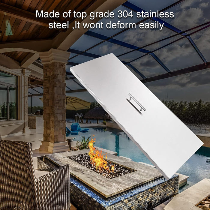33" x 13" Rectangular Fire Pit Burner Pan Lid Cover Fits 30 x 10 Inch Drop-in Fire Pit Burner Pan
