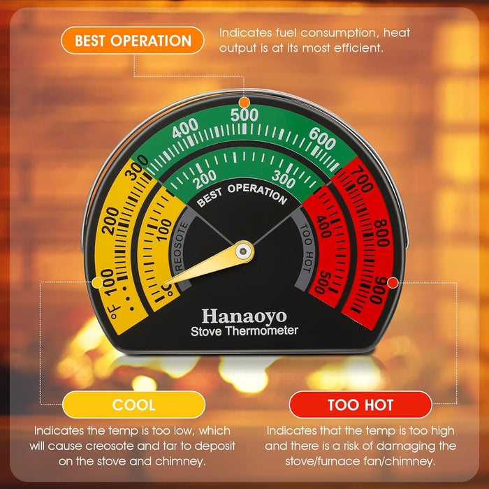3.34 in Dia Stove Meter Magnetic Thermometer for Wood Burning Stove, Gas Stoves, Pellet Stove etc