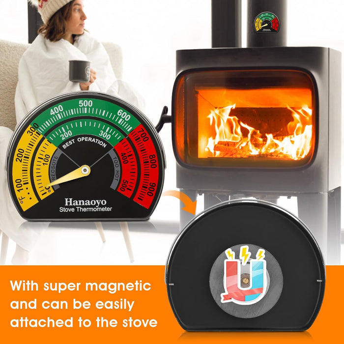 3.34 in Dia Stove Meter Magnetic Thermometer for Wood Burning Stove, Gas Stoves, Pellet Stove etc