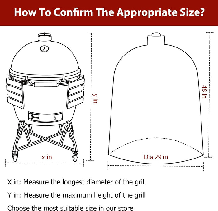 34 Inch Dia Full Cover for XLarge Big Green Egg Kamado, Big Grill Joe Ceramic Grills